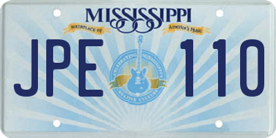 MS license plate JPE110