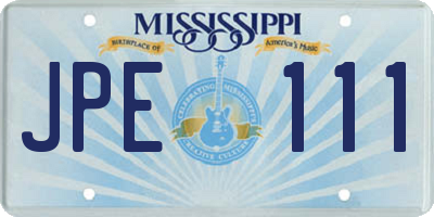 MS license plate JPE111