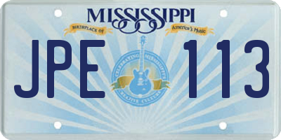MS license plate JPE113