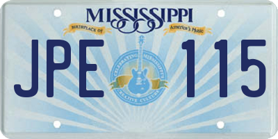 MS license plate JPE115