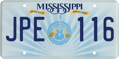 MS license plate JPE116