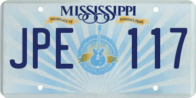 MS license plate JPE117