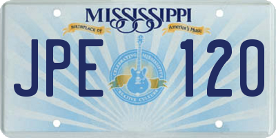 MS license plate JPE120