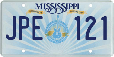 MS license plate JPE121