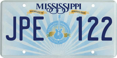 MS license plate JPE122