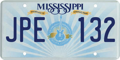 MS license plate JPE132