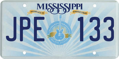 MS license plate JPE133