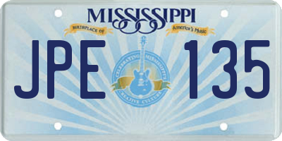 MS license plate JPE135