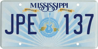 MS license plate JPE137