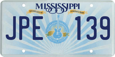 MS license plate JPE139