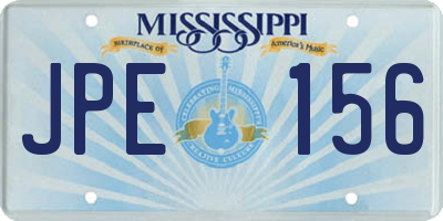 MS license plate JPE156