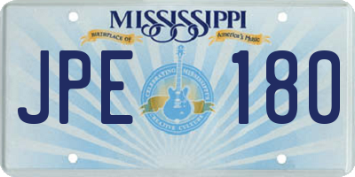 MS license plate JPE180
