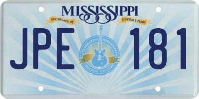 MS license plate JPE181