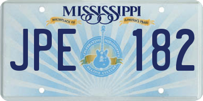 MS license plate JPE182