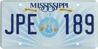 MS license plate JPE189