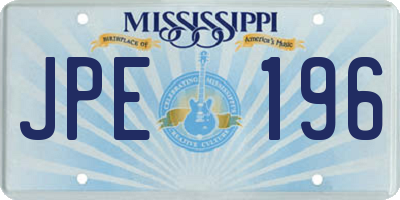 MS license plate JPE196