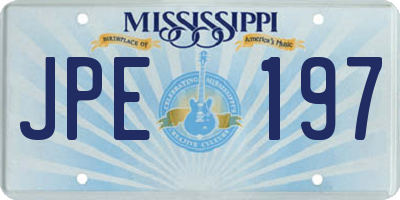 MS license plate JPE197