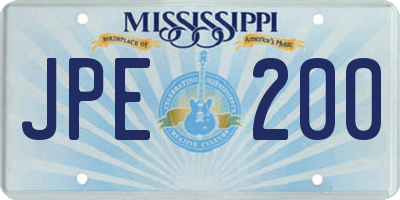 MS license plate JPE200
