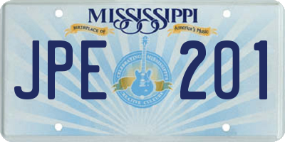MS license plate JPE201