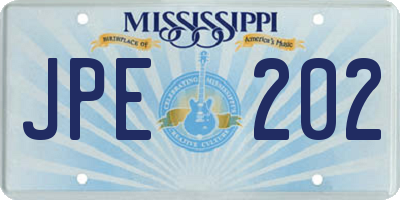 MS license plate JPE202