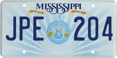 MS license plate JPE204