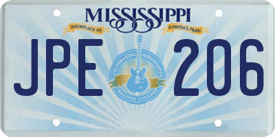 MS license plate JPE206