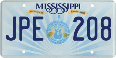 MS license plate JPE208