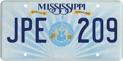 MS license plate JPE209