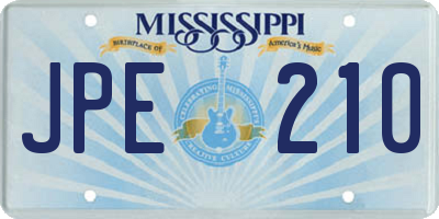 MS license plate JPE210