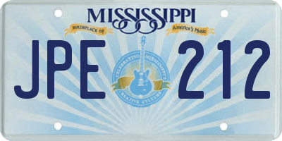 MS license plate JPE212