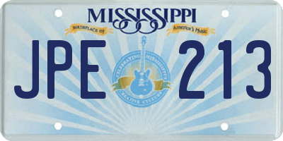 MS license plate JPE213