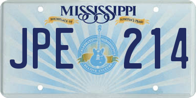 MS license plate JPE214