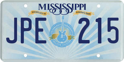 MS license plate JPE215