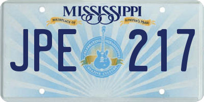 MS license plate JPE217