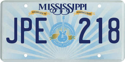 MS license plate JPE218