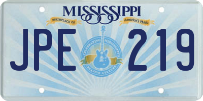 MS license plate JPE219
