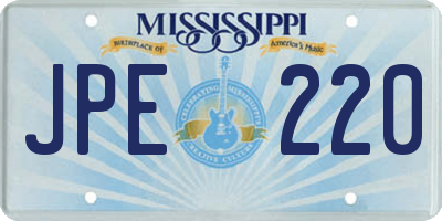 MS license plate JPE220