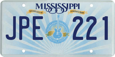 MS license plate JPE221