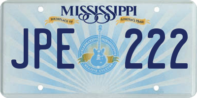 MS license plate JPE222