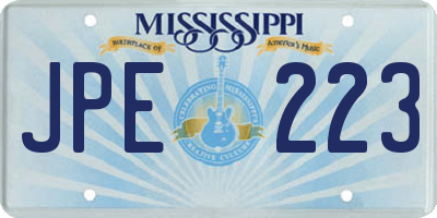 MS license plate JPE223