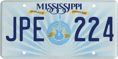 MS license plate JPE224