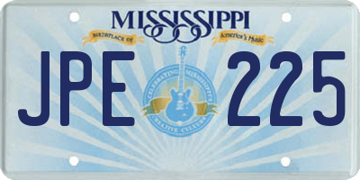 MS license plate JPE225