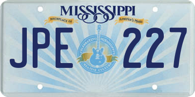 MS license plate JPE227