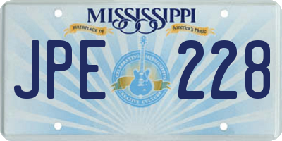 MS license plate JPE228