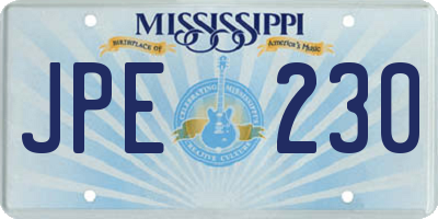 MS license plate JPE230