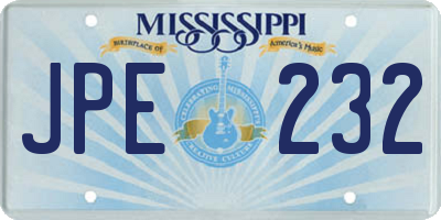 MS license plate JPE232
