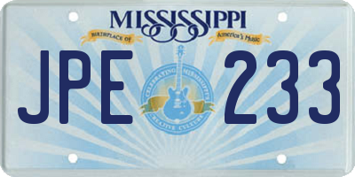 MS license plate JPE233