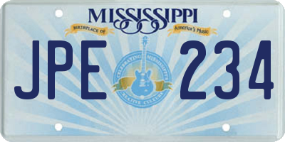MS license plate JPE234