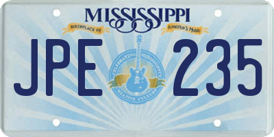 MS license plate JPE235