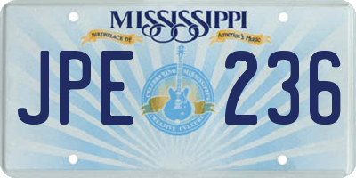 MS license plate JPE236